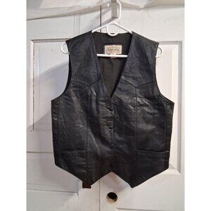 Mens Black Leather Western Style Vest By St. Johns Bay Genuine Leather Size Larg